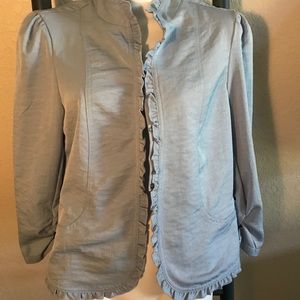Powder blue ruffle edge jacket